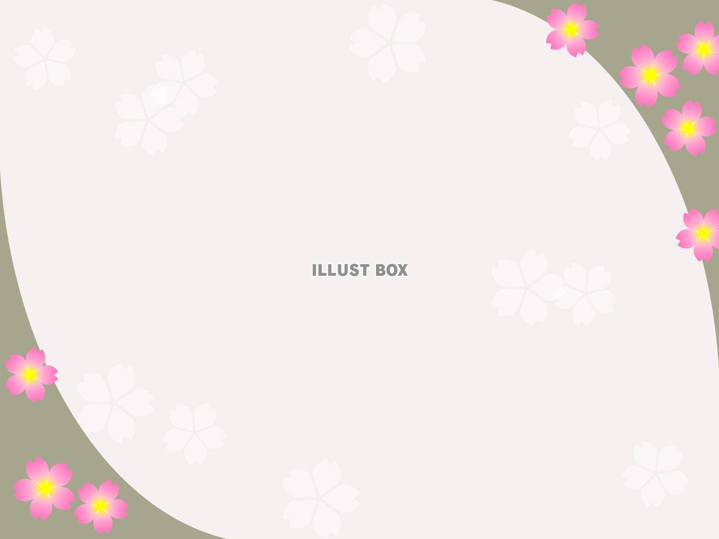 桜の花模様のコーナーフレーム飾り枠素材