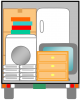 トラックと引っ越し荷物（入学、入社、転勤、結婚、新社員、新生活など）
