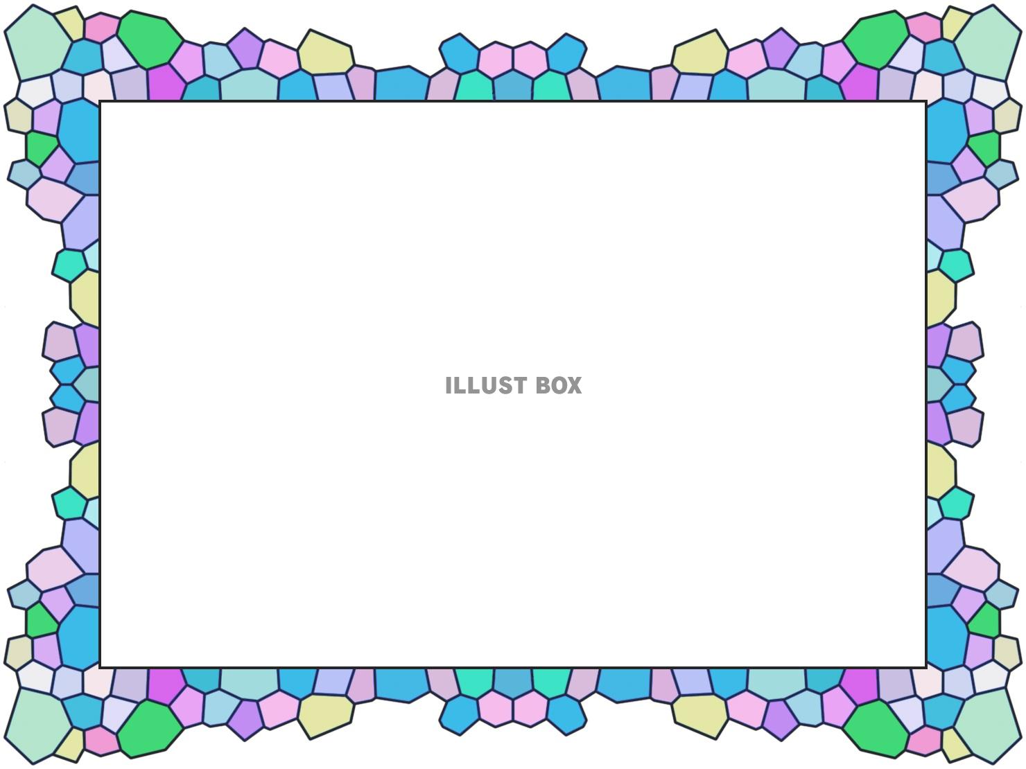 モザイク模様のステンドグラス風フレーム枠
