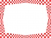 紅白の市松模様のフレーム縁起物和風飾り枠
