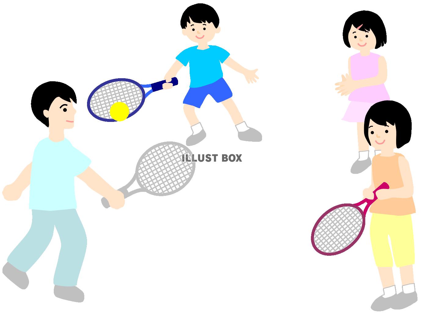 家族（親子）でテニス２　　＜練習・教える・スポーツ＞ 