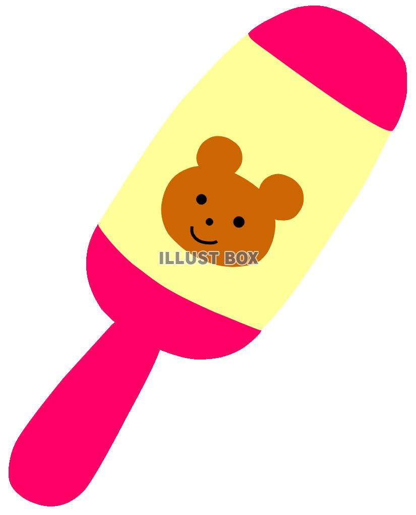 無料イラスト クマの模様のガラガラ 赤ちゃんのおもちゃ ピンク