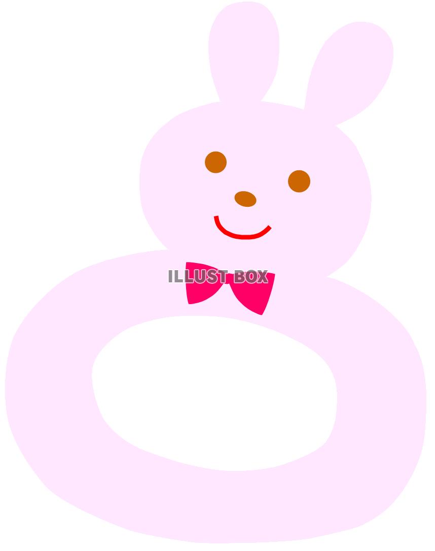 無料イラスト うさぎのガラガラ 赤ちゃんのおもちゃ ピンク