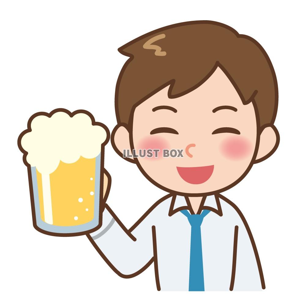無料イラスト ビールを飲む男性