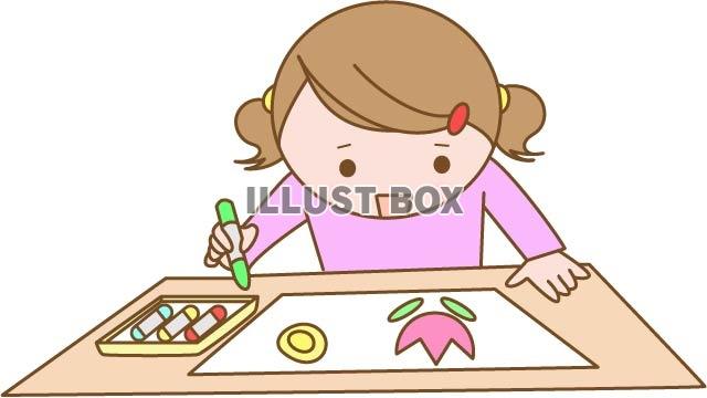 無料イラスト お絵かきをする子供