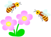 みつばちとピンクのお花２（ミツバチ・蜂・昆虫）