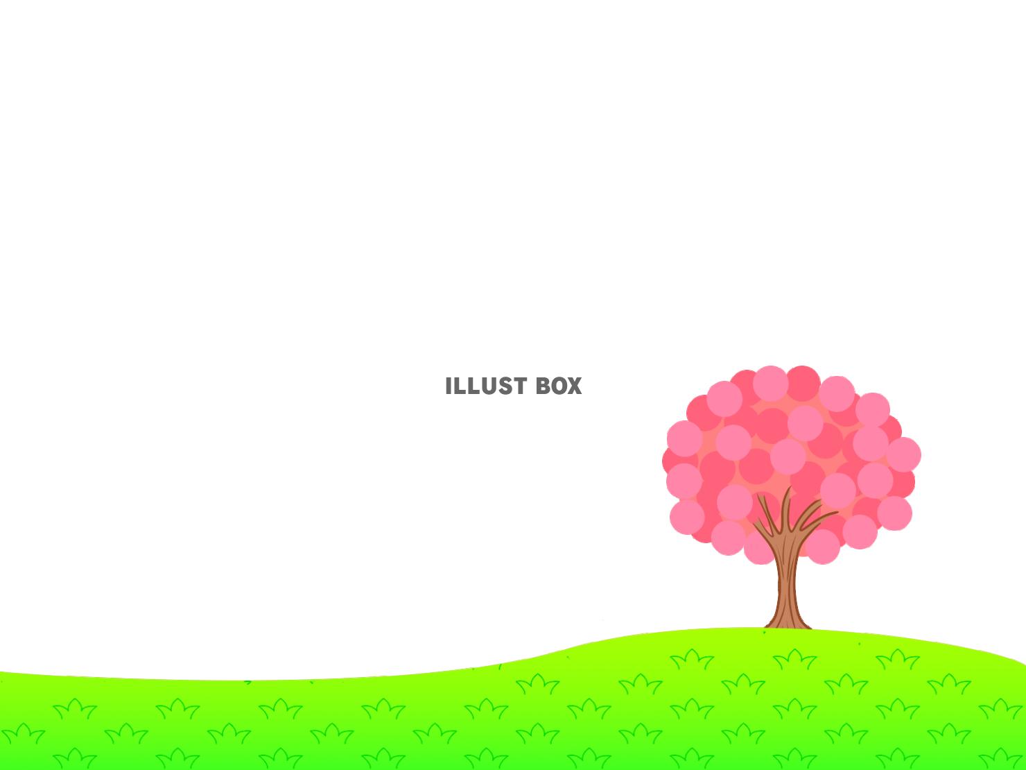 無料イラスト 背景 桜の木と丘 透過png
