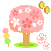 団子や提灯の桜の木　透過png