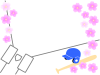 バッターボックスと桜のフレーム２　（野球・軟式野球・春・少年野球・卒団・入団）
