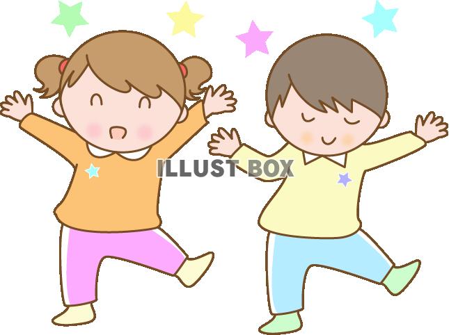 無料イラスト ダンスをする子供たち