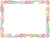 花模様フレーム、カラフルな飾り枠イラスト。透過PNG