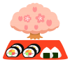 おにぎりと巻きずしの花見イラスト　透過png