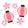 ピンクの提灯と桜　透過png
