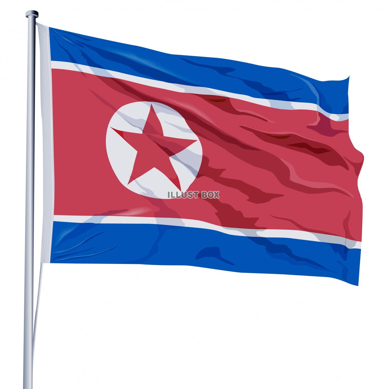無料イラスト 北朝鮮の国旗