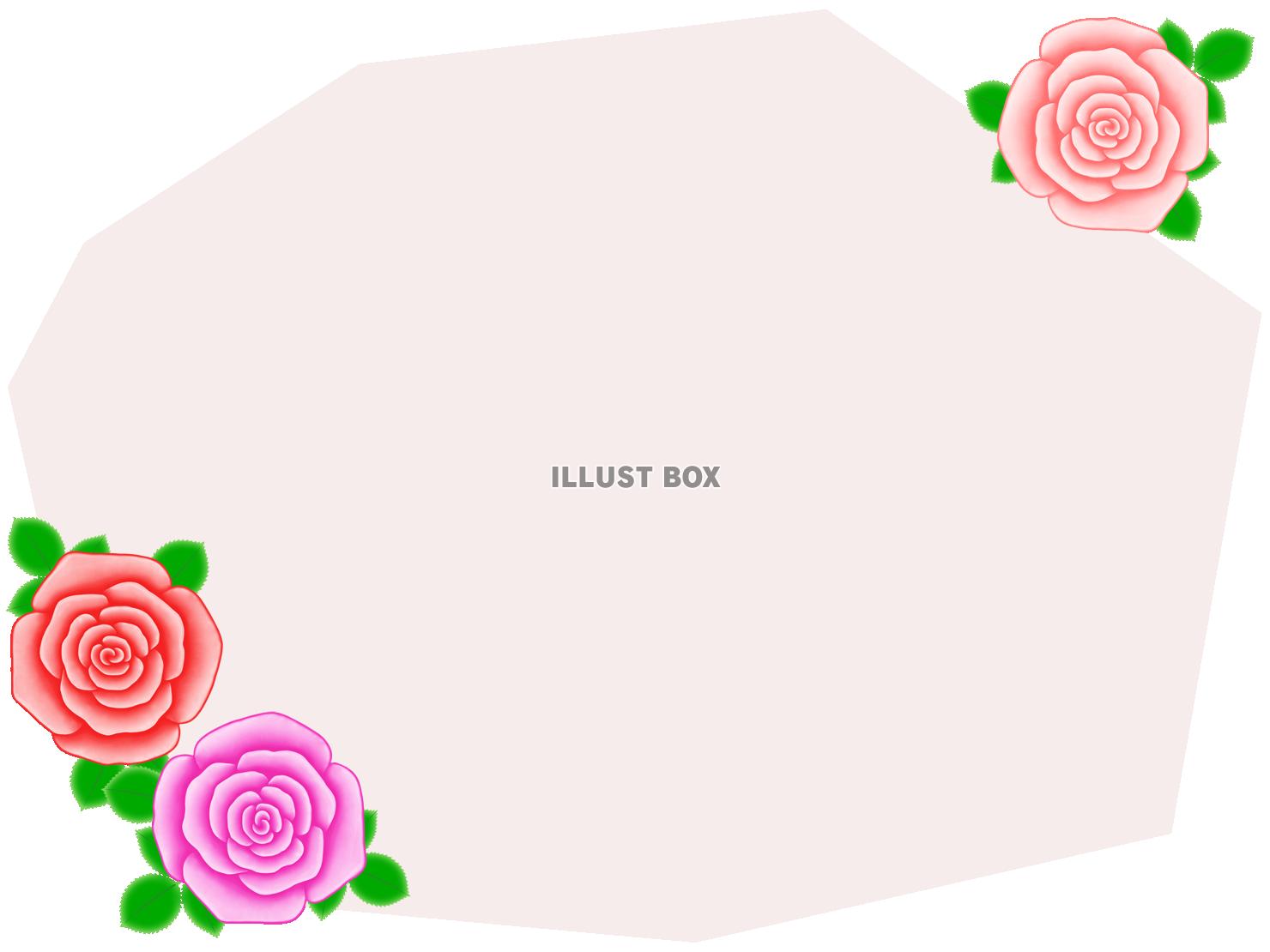 薔薇の花のフレーム花模様の飾り枠イラスト。透過PNG