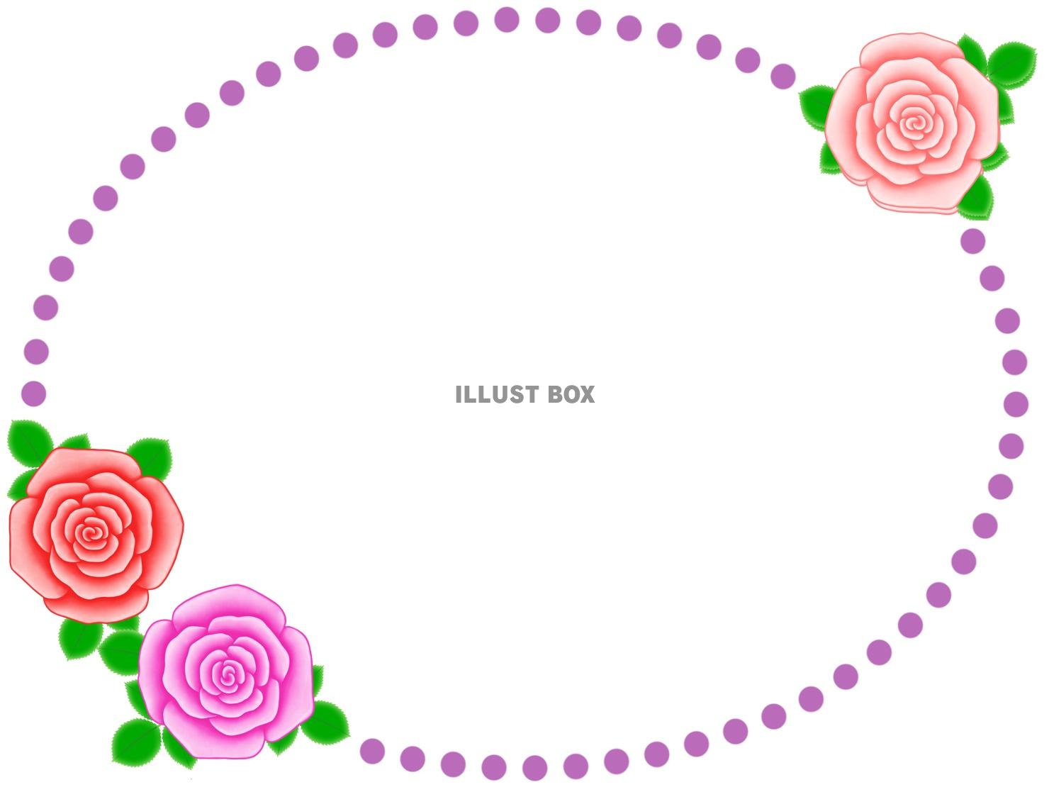 無料イラスト 薔薇の花のフレーム花模様の飾り枠イラスト