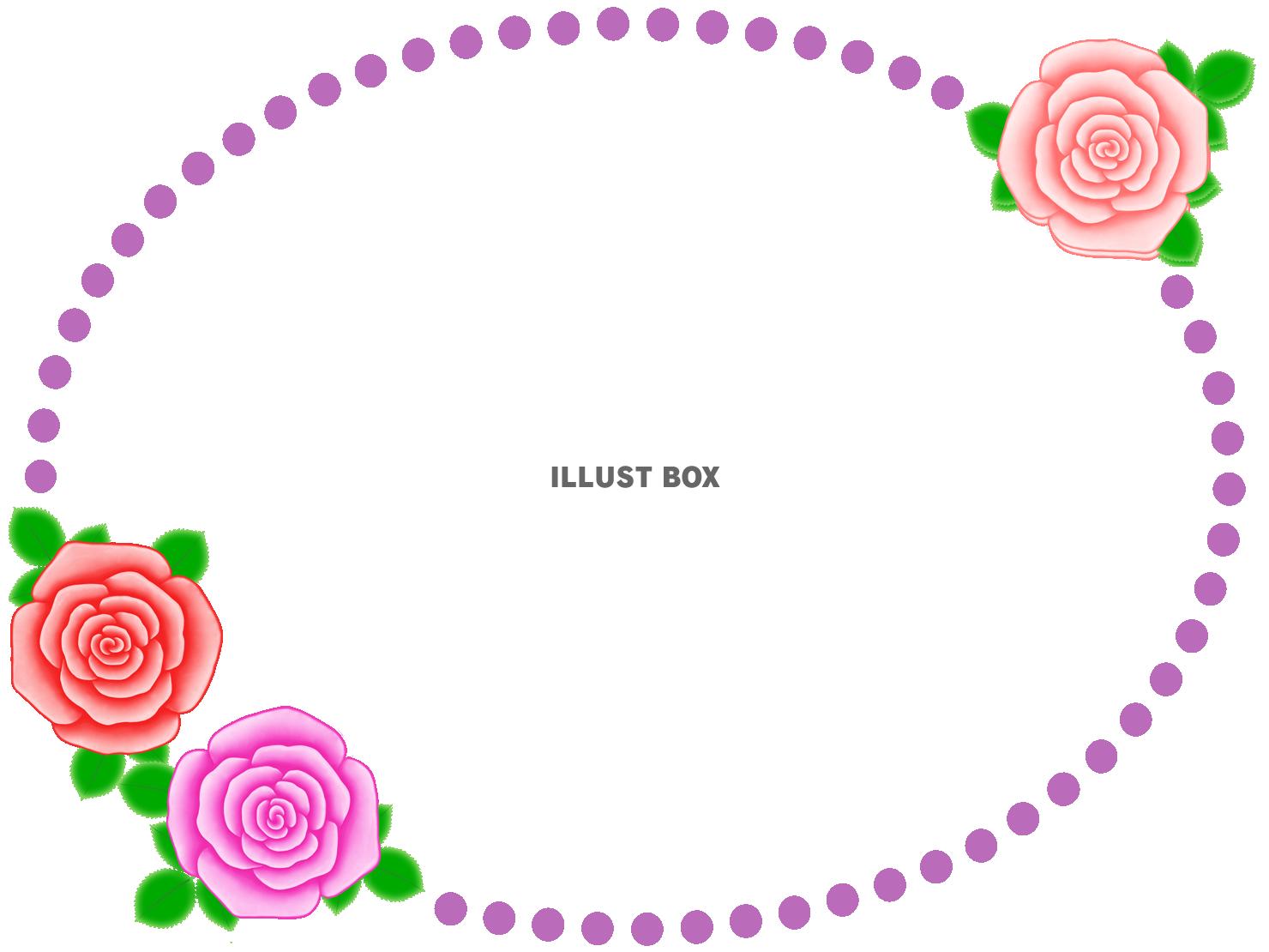 薔薇の花のフレーム花模様の飾り枠イラスト。透過PNG
