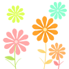 カラフルな花イラスト　透過png