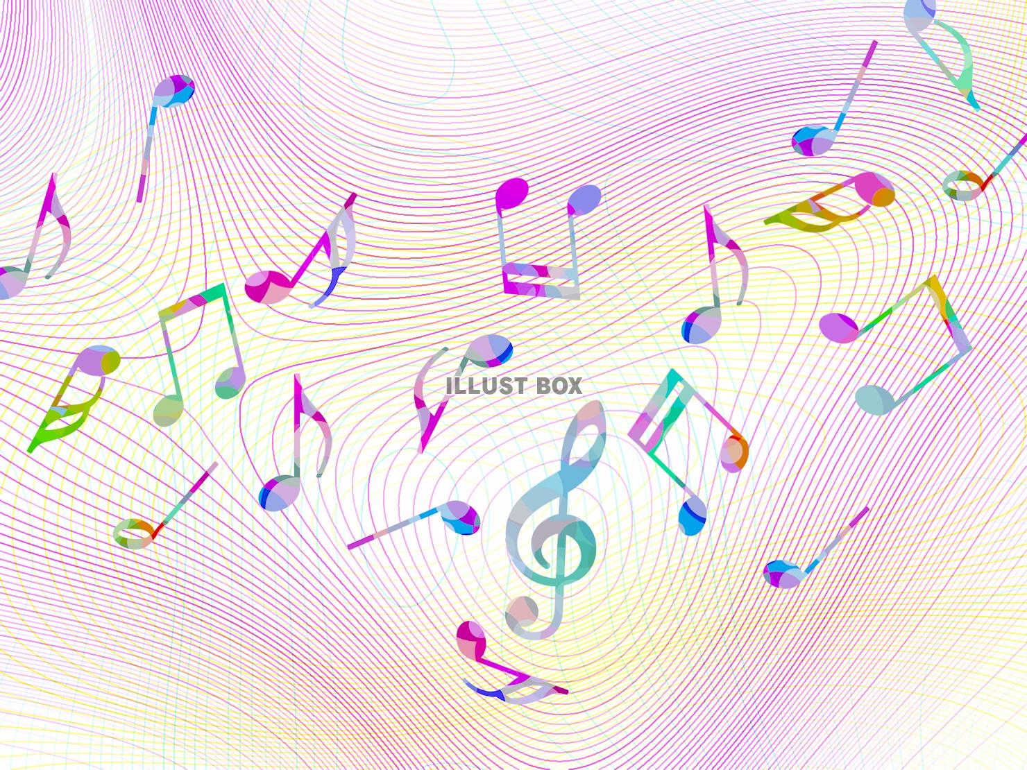 無料イラスト 音符の壁紙カラフルな音楽背景イラスト素材