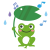 カエルと音符イラスト【透過PNG】