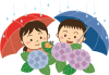 梅雨の子供達（カラー）