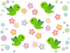 小鳥と花模様の背景イラスト可愛い壁紙素材