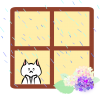 梅雨空と頬杖をつくにゃんこ【PNG】