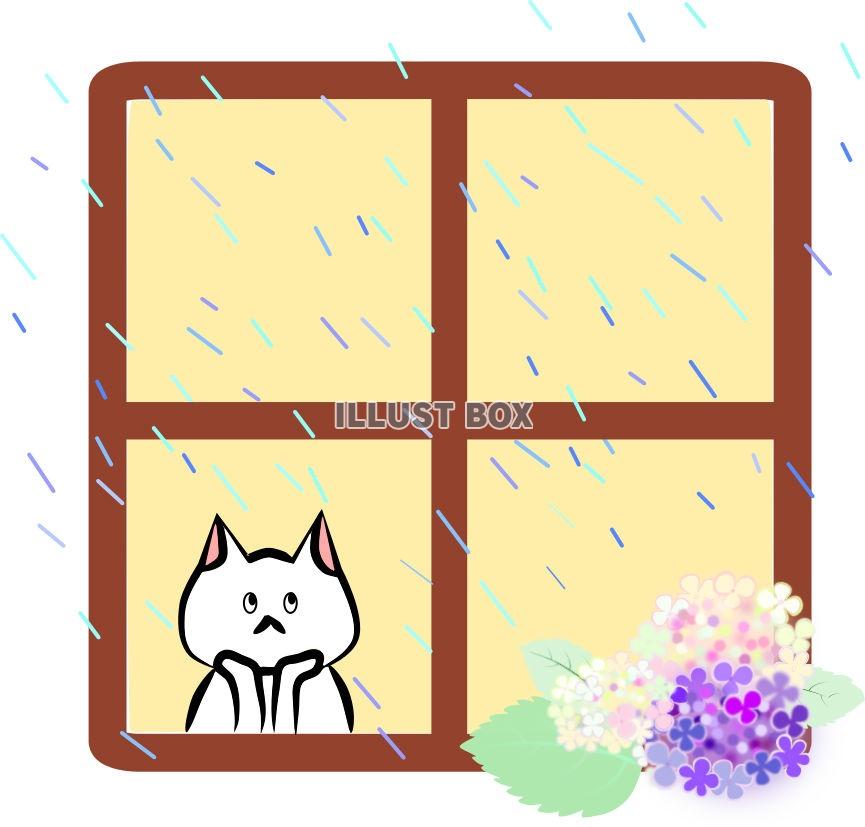 梅雨空と頬杖をつくにゃんこ【JPG】