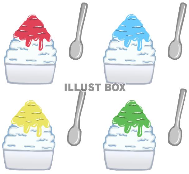 かき氷(いちご,ブルーハワイ,レモン,メロン味)png