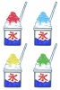 かき氷(カップ いちご,ブルーハワイ,レモン,メロン味)jpg