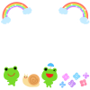 カエルと虹のフレーム　透過png