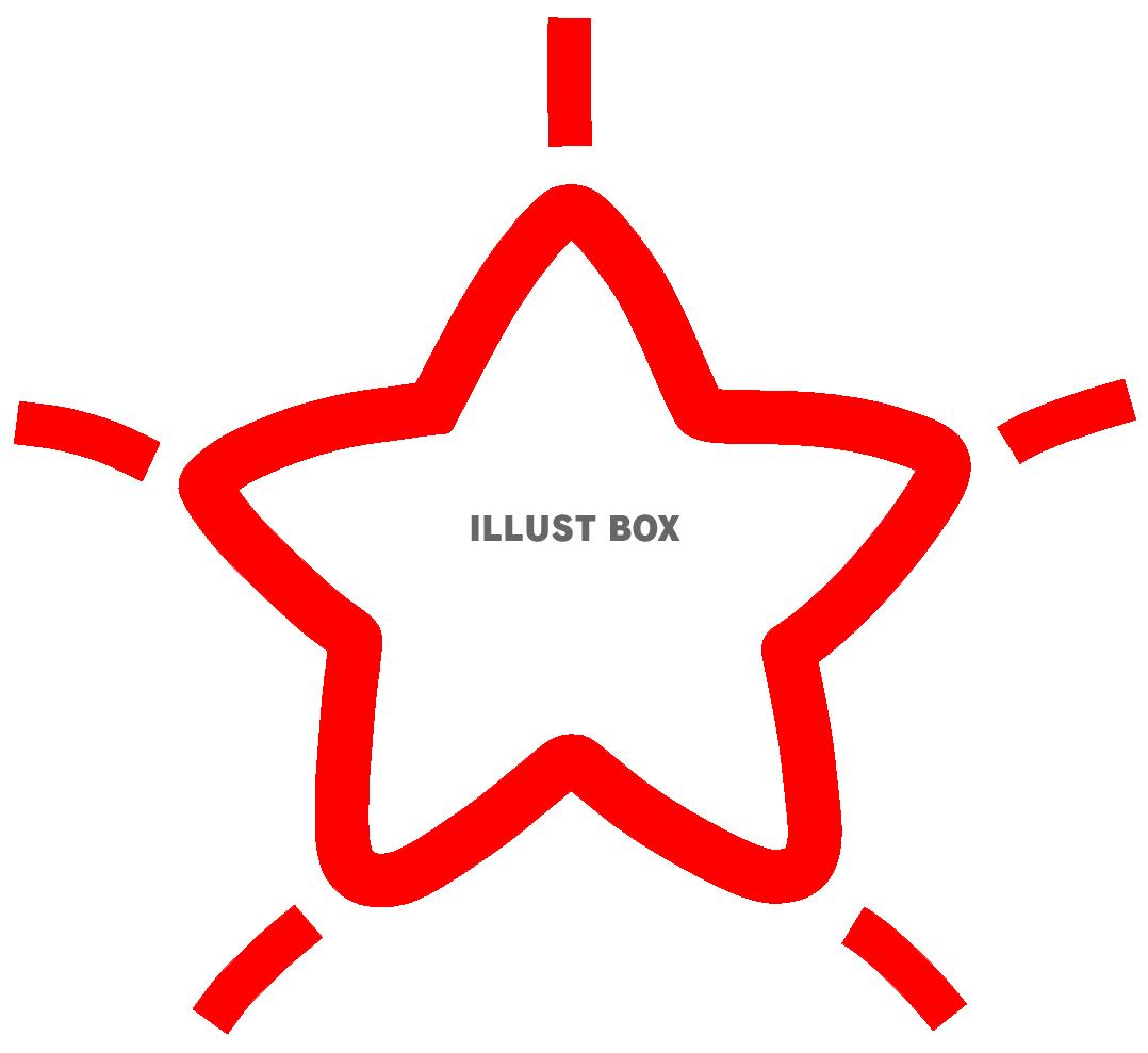 線で描いた透明なきらきら星（赤色）