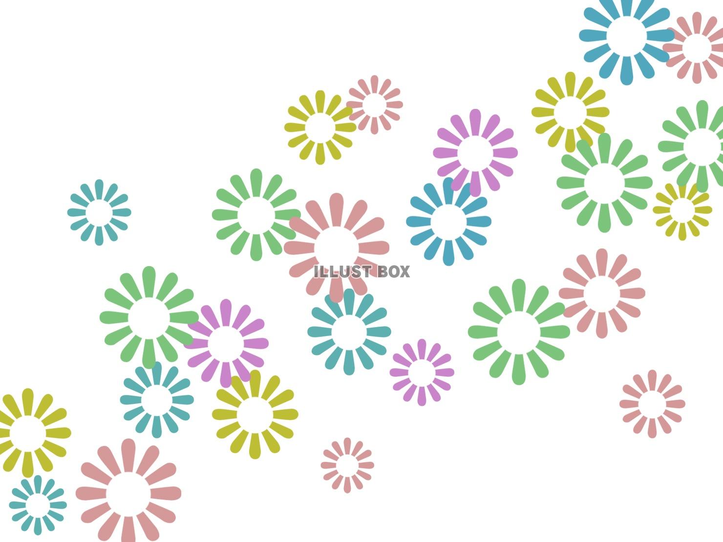 無料イラスト 花模様の壁紙カラフル柄の背景イラスト素材