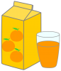 オレンジジュース（紙パック、コップ、飲み物、飲料、夏、果樹）