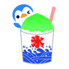 ペンギンとメロンかき氷　透過png