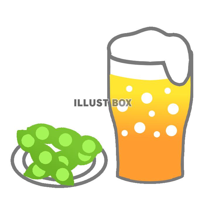 無料イラスト ビールと枝豆 透過png