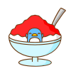 かき氷の中に入っているペンギン　透過png
