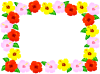ハイビスカスの花の四角フレーム（南国、夏、トロピカル）