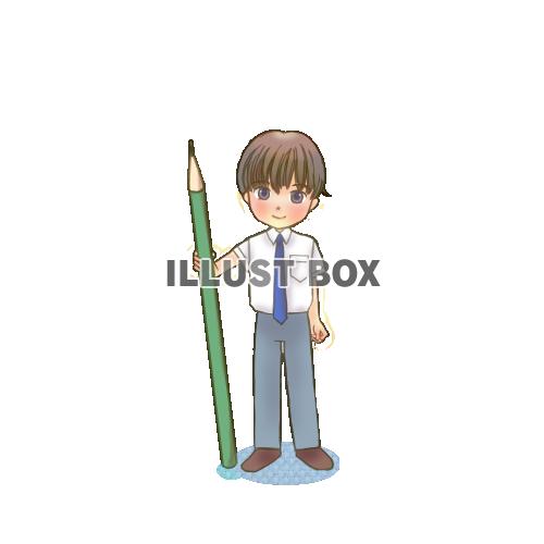 エンピツと男の子PNG