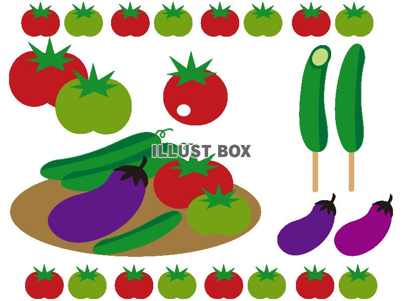 無料イラスト 夏野菜のイラストセット