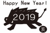 2019亥年年賀状　亥シルエット年賀状1　