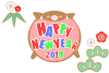 HAPPY NEW YEAR 2019　イノシシ年賀状イラスト