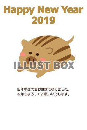 猪のシンプルな年賀状イラスト