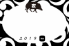 2019亥年年賀状　※横型　和風フレームシルエットイラスト年賀状4