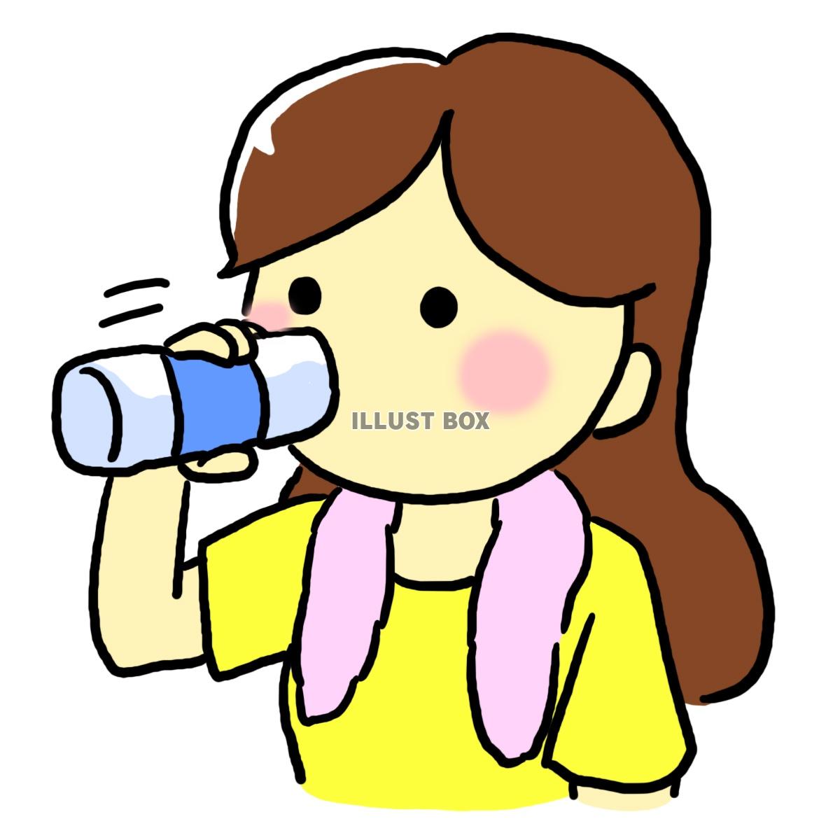 無料イラスト 水を飲む