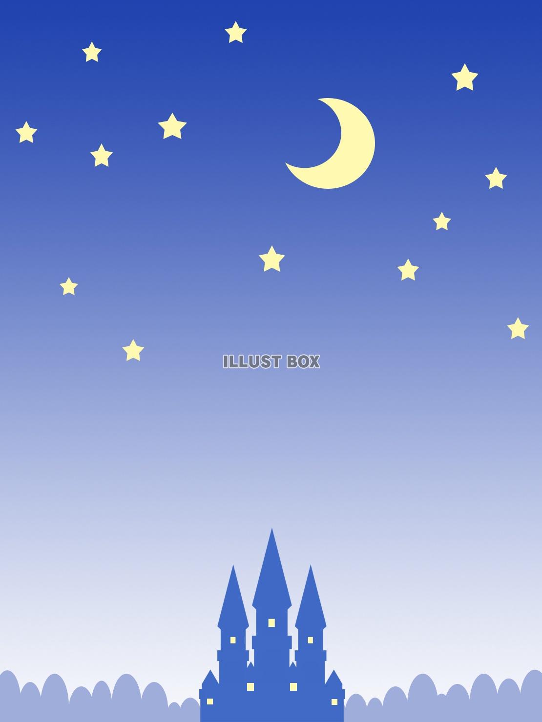 無料イラスト 夜景シルエット壁紙 星空イラスト背景素材