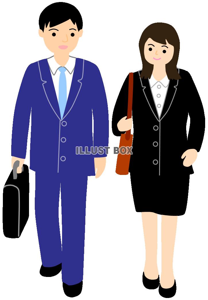 社会人の男女２（通勤、スーツ、フレッシャーズ、会社員、営業）