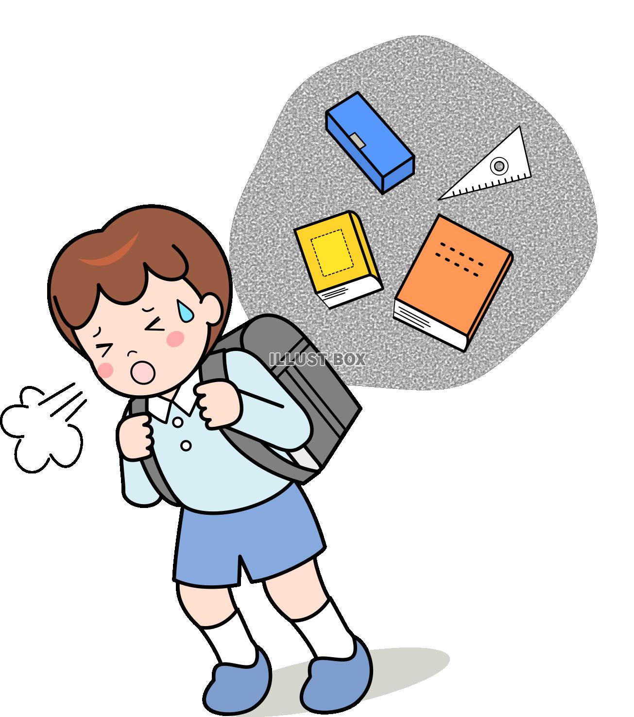 無料イラスト ランドセルが重い小学生の男の子