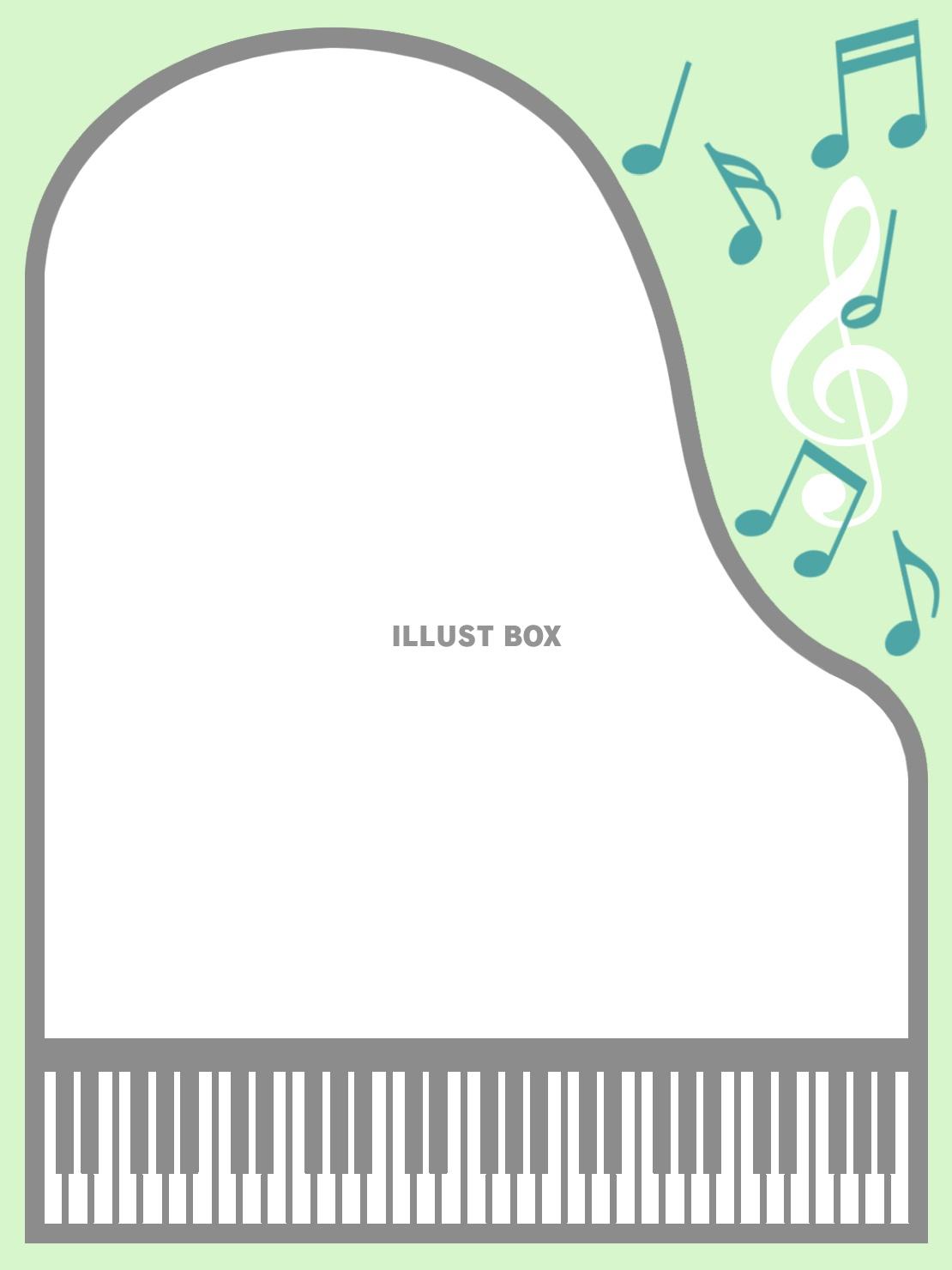 無料イラスト ピアノと音符のフレーム音楽飾り枠イラスト