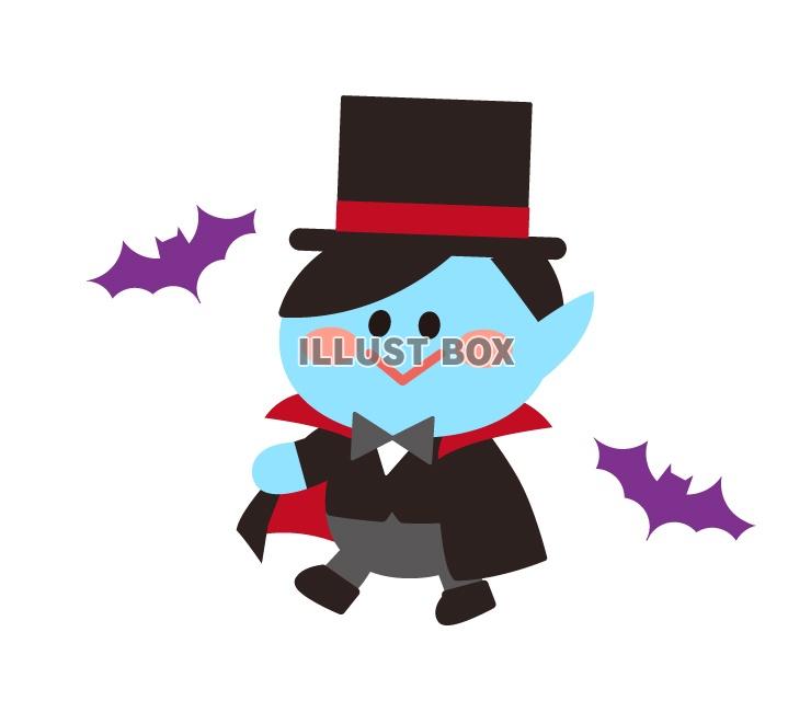 無料イラスト ハロウィンに吸血鬼の仮装した子供のイラスト